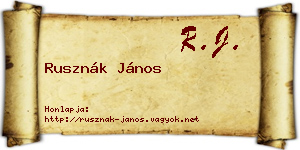 Rusznák János névjegykártya
