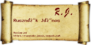 Rusznák János névjegykártya